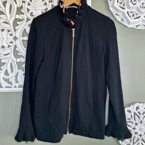 Soft Surroundings Philomena Ruffle Jacket Black Floral Small